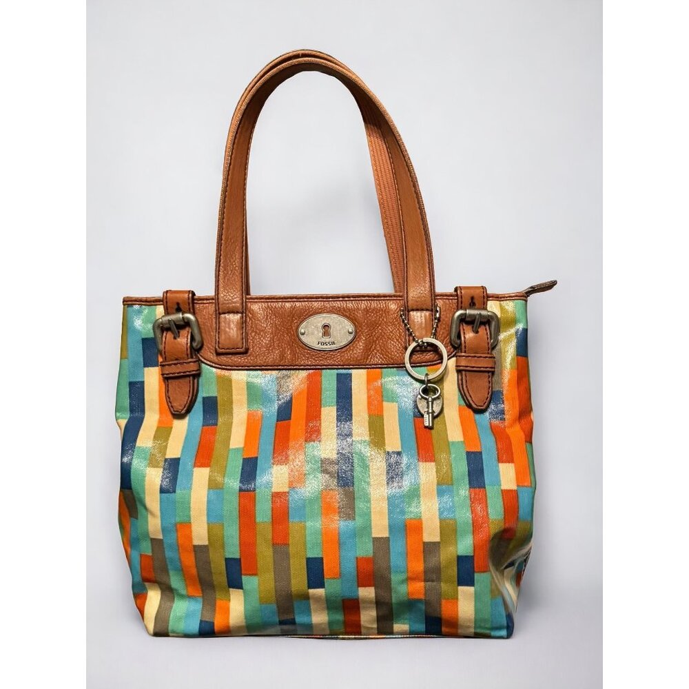 Fossil Multi-Color Stripe Coated Canvas & Leather… - image 3